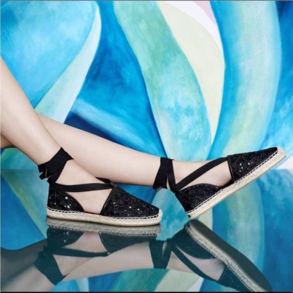 Jimmy Choo Dolphin Lace-up Espadrilles Size 39.5 Black